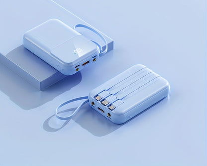 Powerbank compatta da 10000mAh con 4 cavi integrati – Caricabatterie veloce con display digitale
