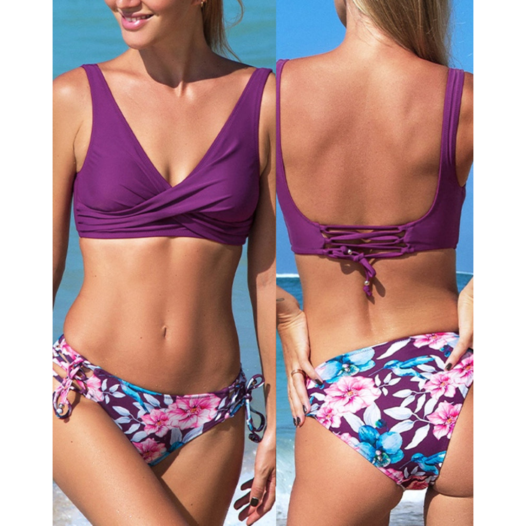 Set Bikini con Top Avvolgente & Schiena Lacciata – regolabile e modellante per donne