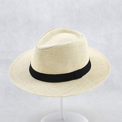 Cappello di paglia Fedora classico per uomo – Elegante cappello estivo con protezione UV e astuccio da viaggio