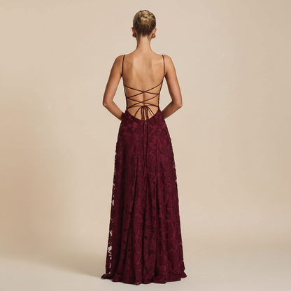 Céloria - Abito estivo con schiena scoperta in chiffon per donne