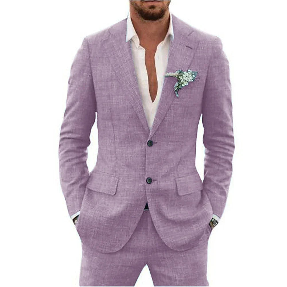 Nolian - Completo estivo in lino per donne con giacca e pantaloni