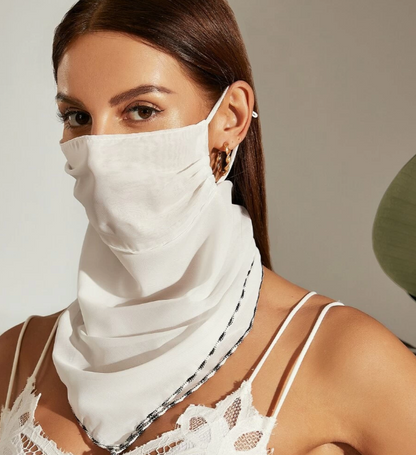 Sérélia - Foulard in Nero e Bianco con Ganci per Orecchie