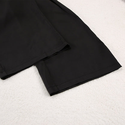 Noélya - Set Pigiama da Donna in Satin Lussuoso con Maglietta a Maniche Lunghe e Pantaloni Lunghi
