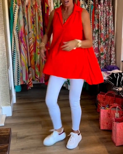 Lyséa - Blusa Lunga Senza Maniche, Leggera ed Elegante per Primavera e Estate, per Donne
