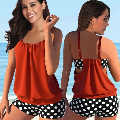 Tankini flattering con pantaloni – Comodo set da bagno per donne per spiaggia e vacanze