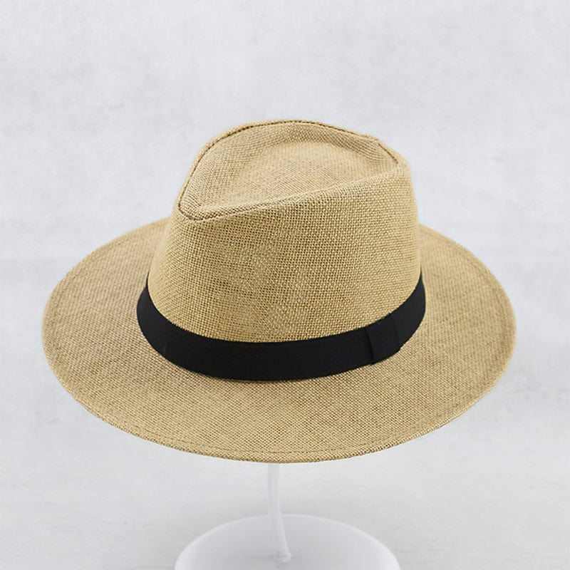 Cappello di paglia Fedora classico per uomo – Elegante cappello estivo con protezione UV e astuccio da viaggio