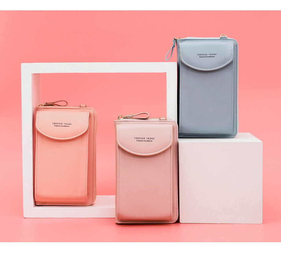 Amarise - Borsa a spalla per telefono e portafoglio "Sempre Giovane"