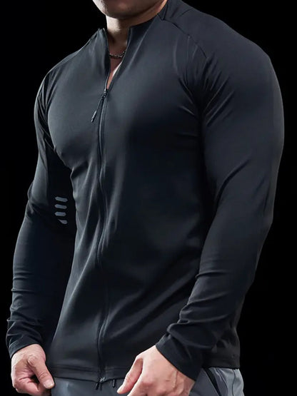 Maëlric - Giacca sportiva SmoothBlend con materiale ad asciugatura rapida per corsa e fitness con colletto a zip