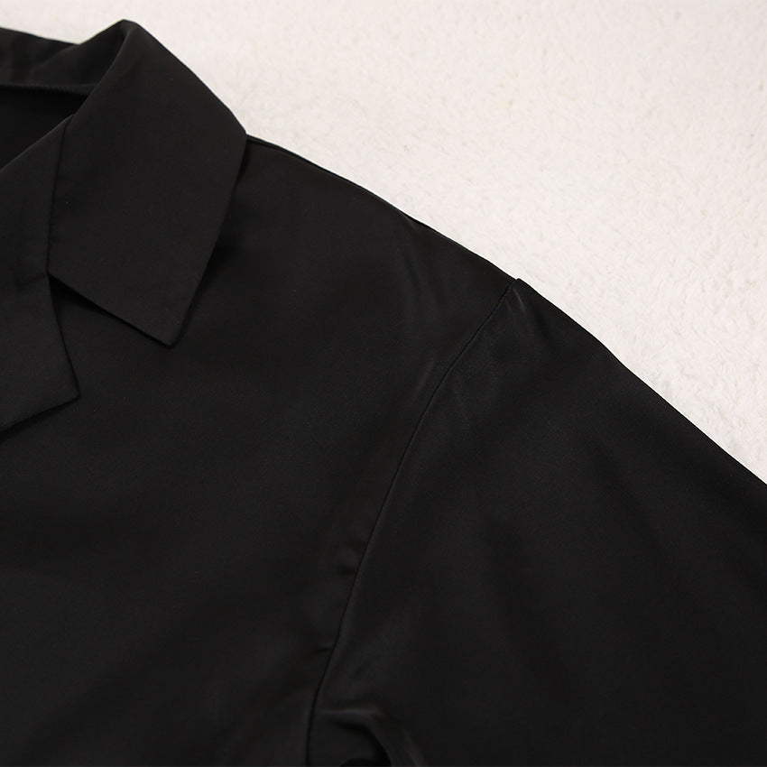 Noélya - Set Pigiama da Donna in Satin Lussuoso con Maglietta a Maniche Lunghe e Pantaloni Lunghi