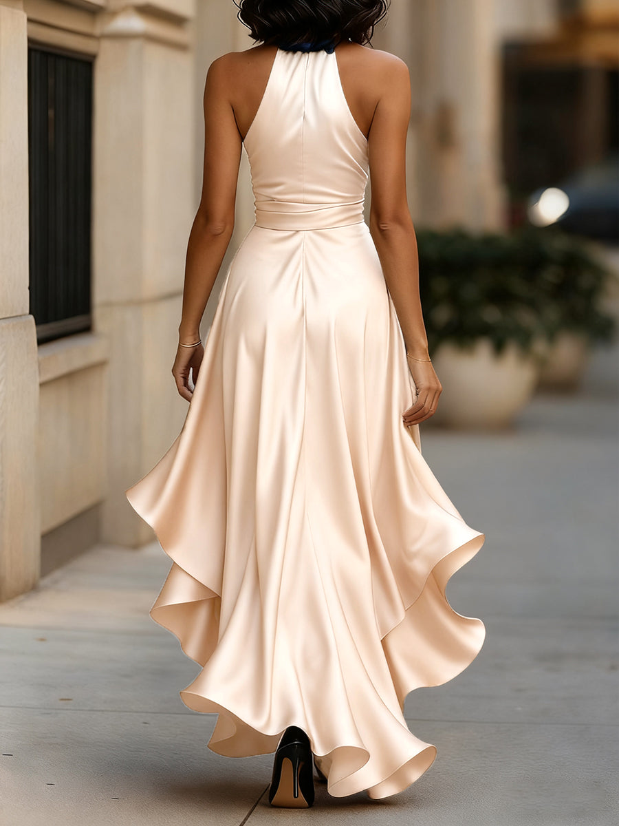abito in raso donna con volant