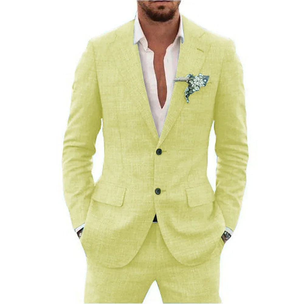 Nolian - Completo estivo in lino per donne con giacca e pantaloni