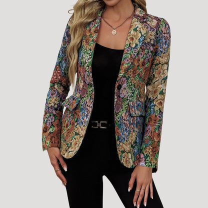 Blazer elegante a fiori con taglio sagomato per donne – Stiloso e moderno per lavoro e vita quotidiana