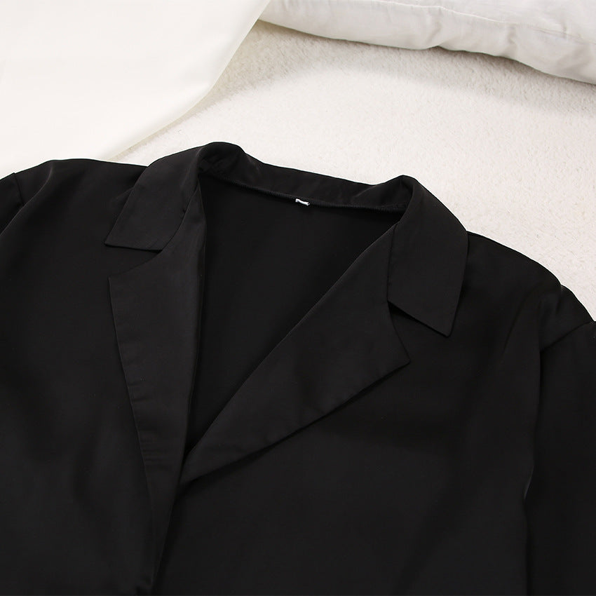Noélya - Set Pigiama da Donna in Satin Lussuoso con Maglietta a Maniche Lunghe e Pantaloni Lunghi