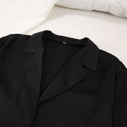 Noélya - Set Pigiama da Donna in Satin Lussuoso con Maglietta a Maniche Lunghe e Pantaloni Lunghi