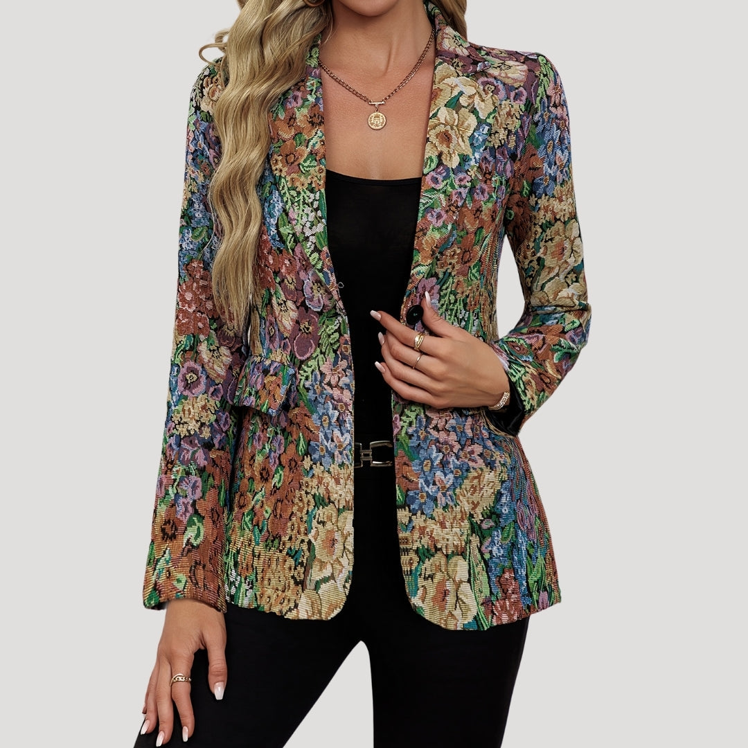 Blazer elegante a fiori con taglio sagomato per donne – Stiloso e moderno per lavoro e vita quotidiana