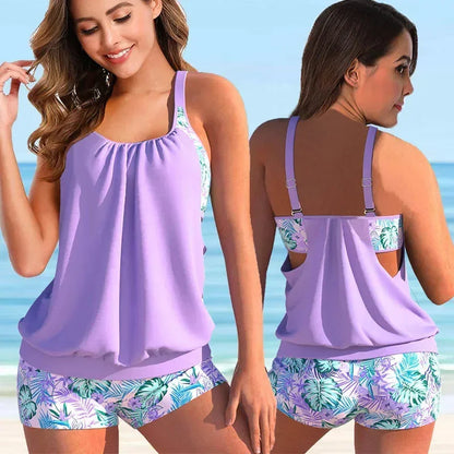 Tankini flattering con pantaloni – Comodo set da bagno per donne per spiaggia e vacanze