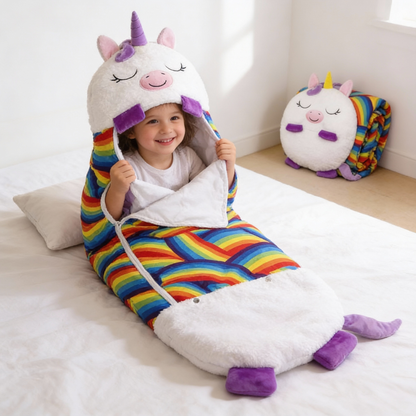 Pliocâlin - Sacco a pelo pieghevole per bambini a forma di un adorabile animale – Snoozi