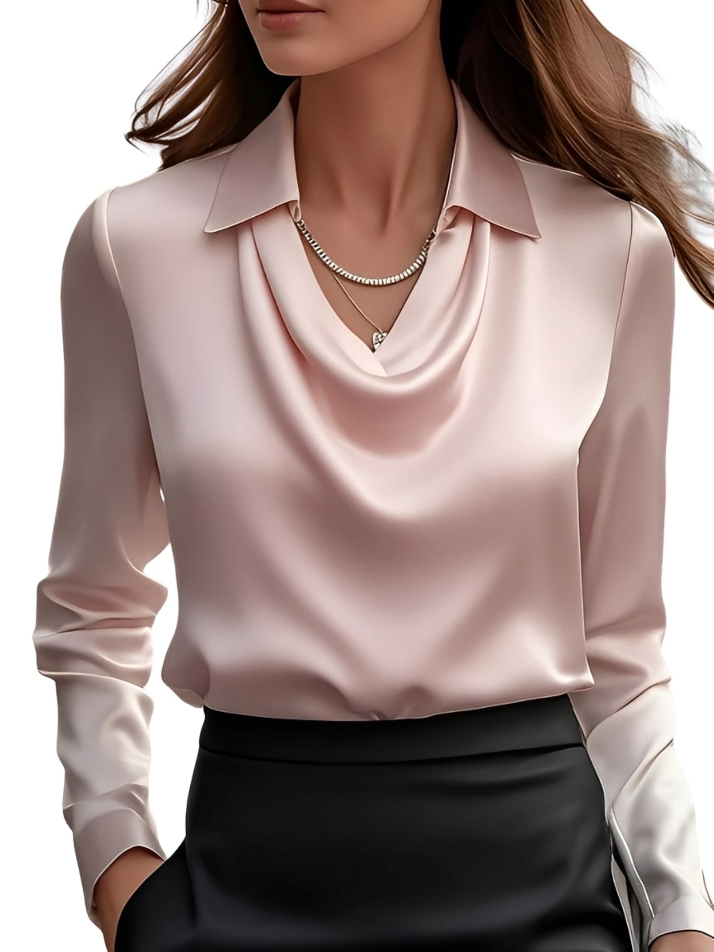 Diane - Elegante blusa in satin con maniche lunghe per donne