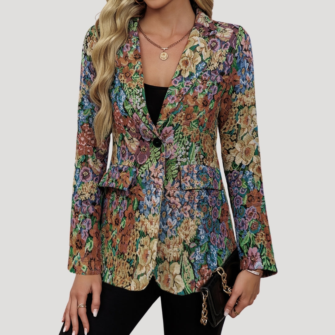 Blazer elegante a fiori con taglio sagomato per donne – Stiloso e moderno per lavoro e vita quotidiana
