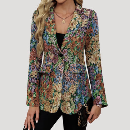 Blazer elegante a fiori con taglio sagomato per donne – Stiloso e moderno per lavoro e vita quotidiana