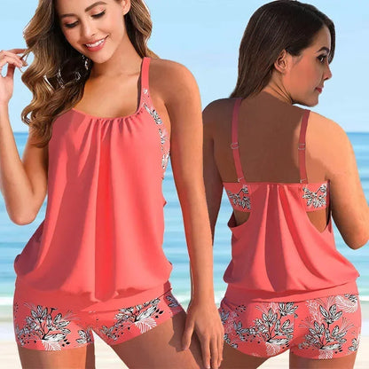 Tankini flattering con pantaloni – Comodo set da bagno per donne per spiaggia e vacanze