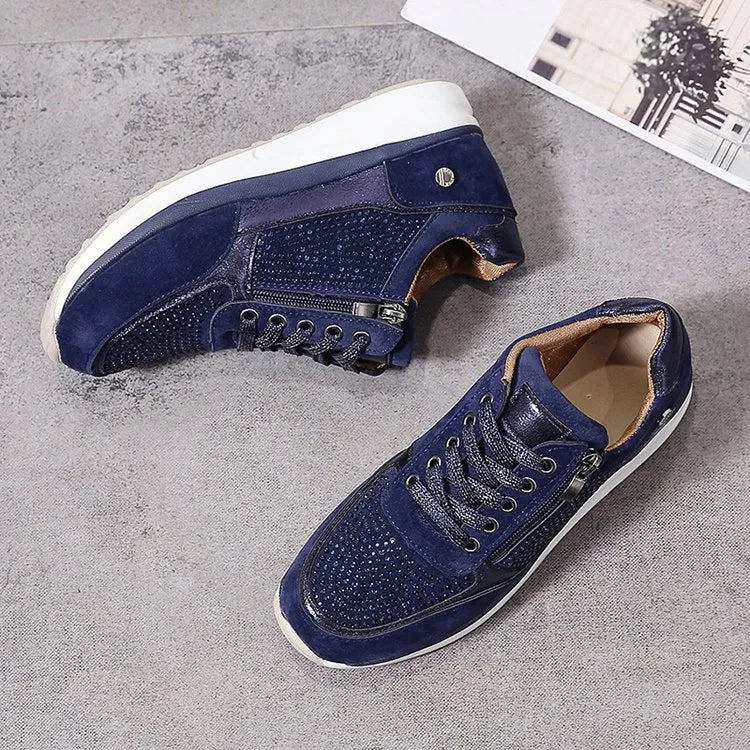 Ysaline - Sneakers Ergonomiche, Comode ed Eleganti per Lunghe Passeggiate e City-Trips con Lacci Lucidi e Cerniera