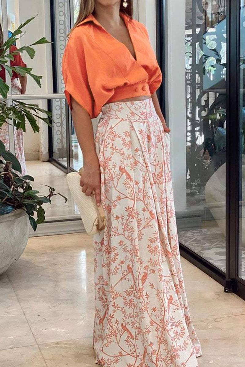 Liorane - Completo estivo a due pezzi per donne con pantaloni larghi e top corto