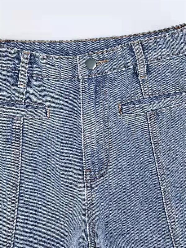 Moréa - Jeans a Zampa d'Elefante Stretch in Vita Alta per Donne con Patchwork di Due Stelle sulla Schiena