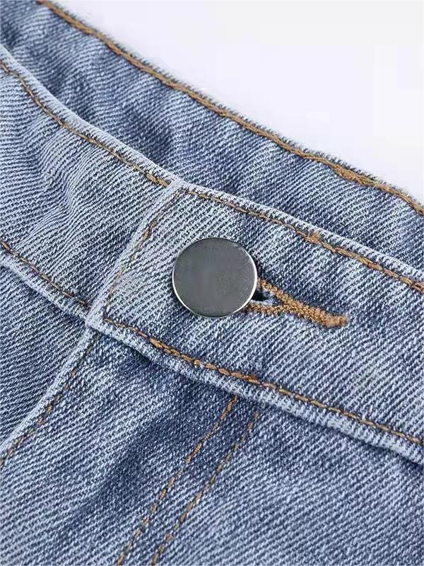Moréa - Jeans a Zampa d'Elefante Stretch in Vita Alta per Donne con Patchwork di Due Stelle sulla Schiena