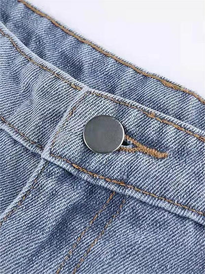 Moréa - Jeans a Zampa d'Elefante Stretch in Vita Alta per Donne con Patchwork di Due Stelle sulla Schiena