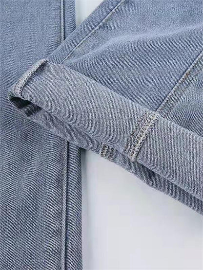 Moréa - Jeans a Zampa d'Elefante Stretch in Vita Alta per Donne con Patchwork di Due Stelle sulla Schiena