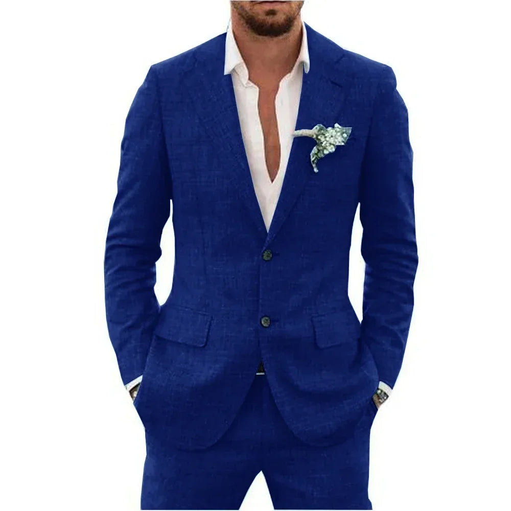 Nolian - Completo estivo in lino per donne con giacca e pantaloni