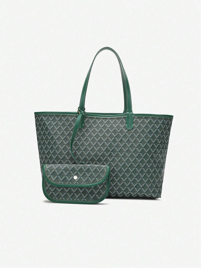 Déliane - Borsa a tracolla casual per donne in PVC con tasca aggiuntiva | Tote Bag | Grande borsa leggera per studentesse