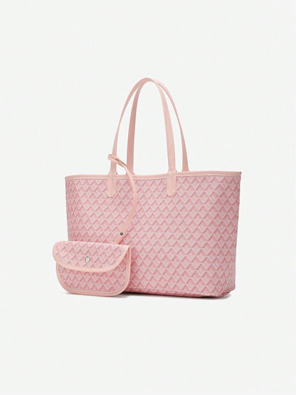 Déliane - Borsa a tracolla casual per donne in PVC con tasca aggiuntiva | Tote Bag | Grande borsa leggera per studentesse