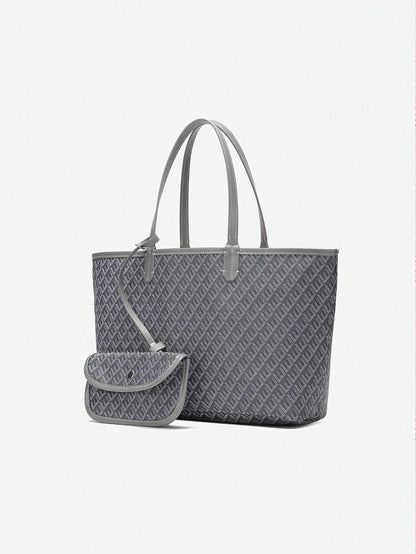 Déliane - Borsa a tracolla casual per donne in PVC con tasca aggiuntiva | Tote Bag | Grande borsa leggera per studentesse