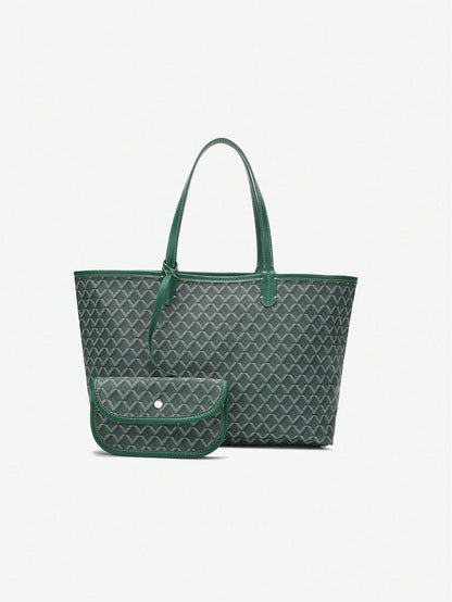 Déliane - Borsa a tracolla casual per donne in PVC con tasca aggiuntiva | Tote Bag | Grande borsa leggera per studentesse
