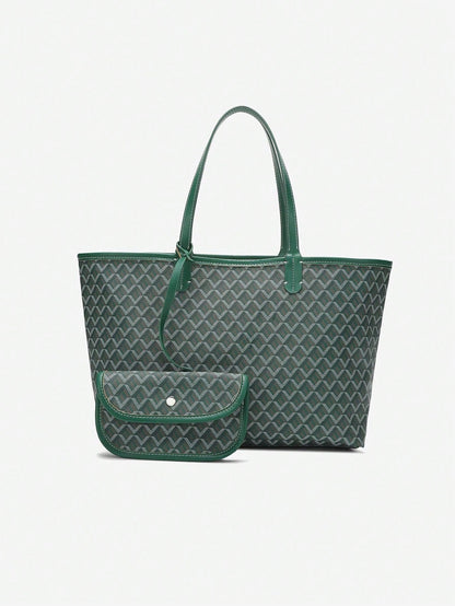Déliane - Borsa a tracolla casual per donne in PVC con tasca aggiuntiva | Tote Bag | Grande borsa leggera per studentesse
