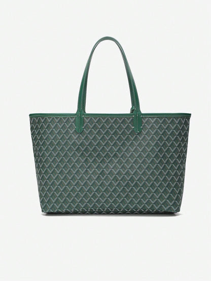 Déliane - Borsa a tracolla casual per donne in PVC con tasca aggiuntiva | Tote Bag | Grande borsa leggera per studentesse