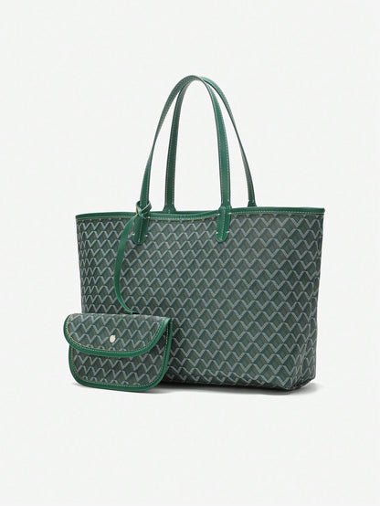 Déliane - Borsa a tracolla casual per donne in PVC con tasca aggiuntiva | Tote Bag | Grande borsa leggera per studentesse