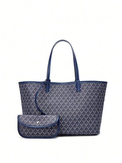 Déliane - Borsa a tracolla casual per donne in PVC con tasca aggiuntiva | Tote Bag | Grande borsa leggera per studentesse
