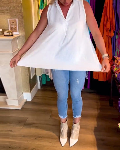 Lyséa - Blusa Lunga Senza Maniche, Leggera ed Elegante per Primavera e Estate, per Donne