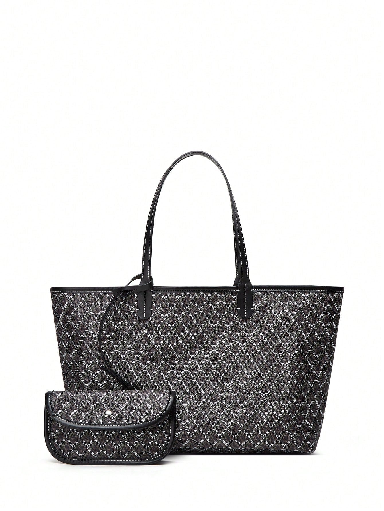 Déliane - Borsa a tracolla casual per donne in PVC con tasca aggiuntiva | Tote Bag | Grande borsa leggera per studentesse