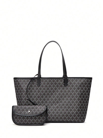 Déliane - Borsa a tracolla casual per donne in PVC con tasca aggiuntiva | Tote Bag | Grande borsa leggera per studentesse