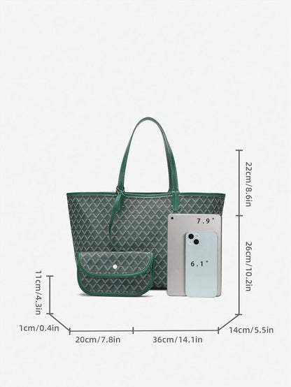Déliane - Borsa a tracolla casual per donne in PVC con tasca aggiuntiva | Tote Bag | Grande borsa leggera per studentesse