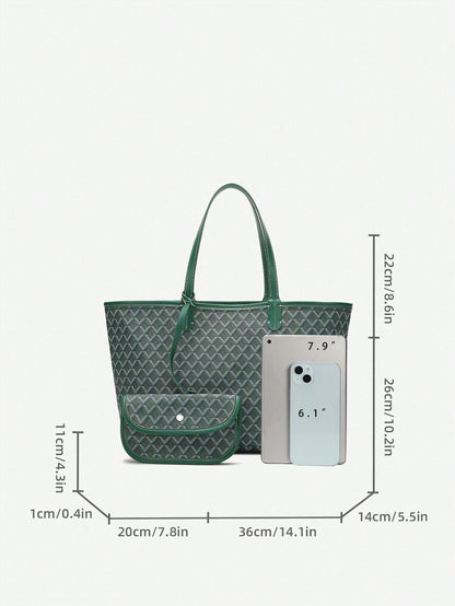 Déliane - Borsa a tracolla casual per donne in PVC con tasca aggiuntiva | Tote Bag | Grande borsa leggera per studentesse
