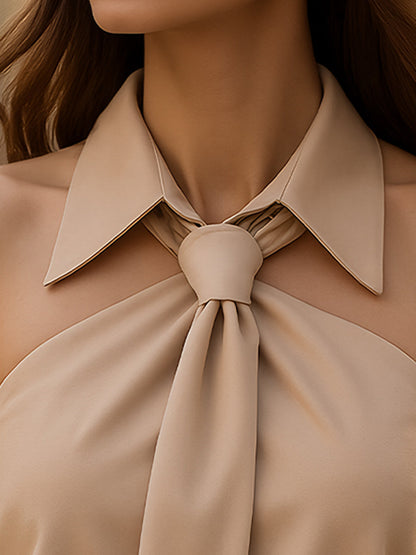 Clémence - Blusa senza maniche con colletto a halter e dettaglio nodo per donne