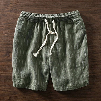 Pantaloni corti a righe con elastico in vita per uomo – Pantaloni estivi traspiranti in misto lino