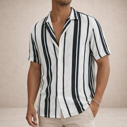 Camicia a maniche corte a righe per uomo – Camicia estiva leggera con vestibilità comoda