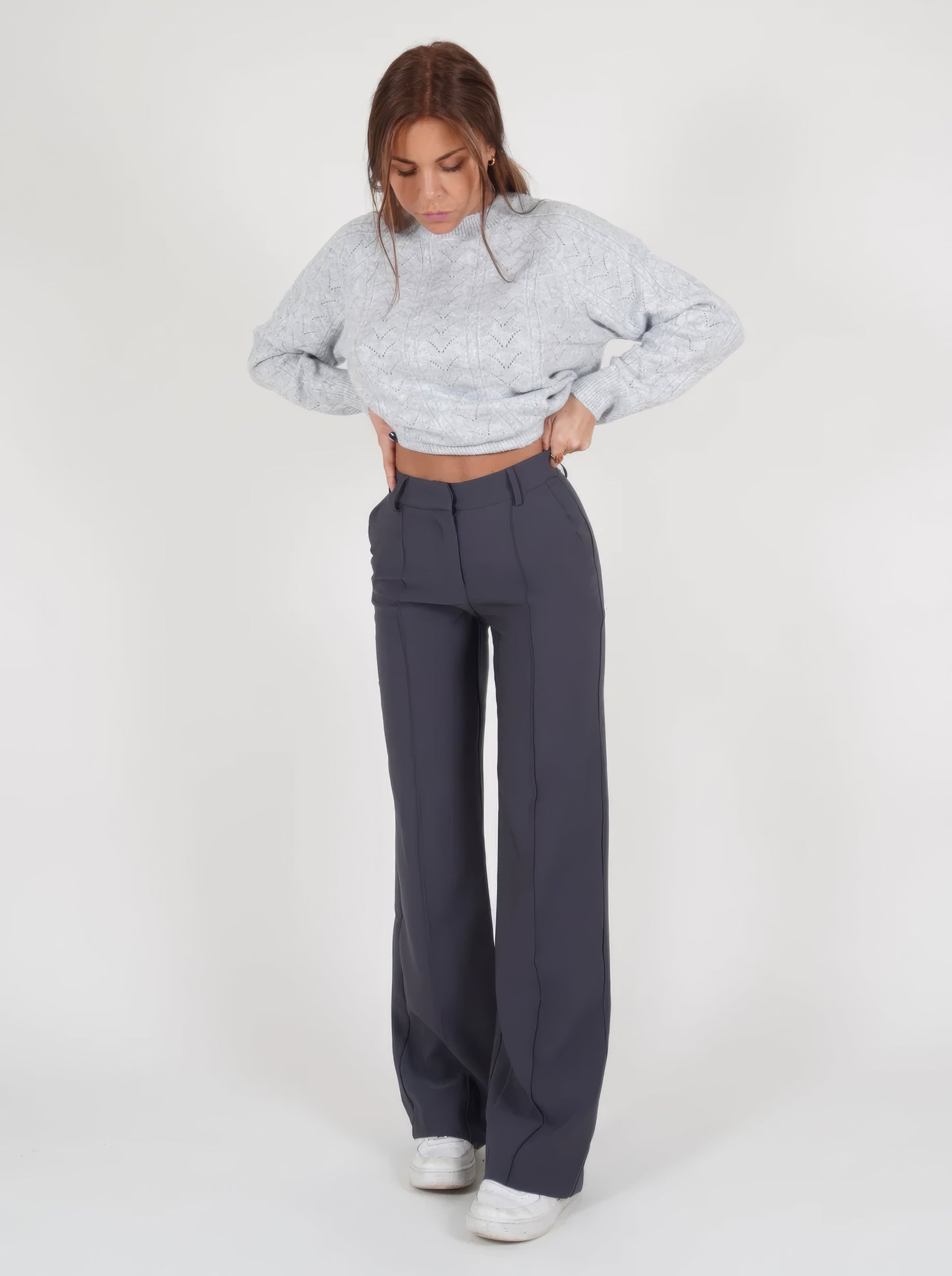 Floréa - Elegante Pantaloni Stretch a Vita Alta con Gamba Dritta per Donne