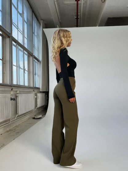 Floréa - Elegante Pantaloni Stretch a Vita Alta con Gamba Dritta per Donne